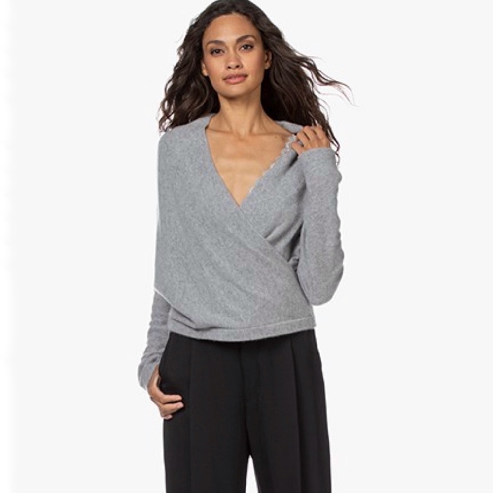 Vince Gray Cashmere Wrap-style Sweater
